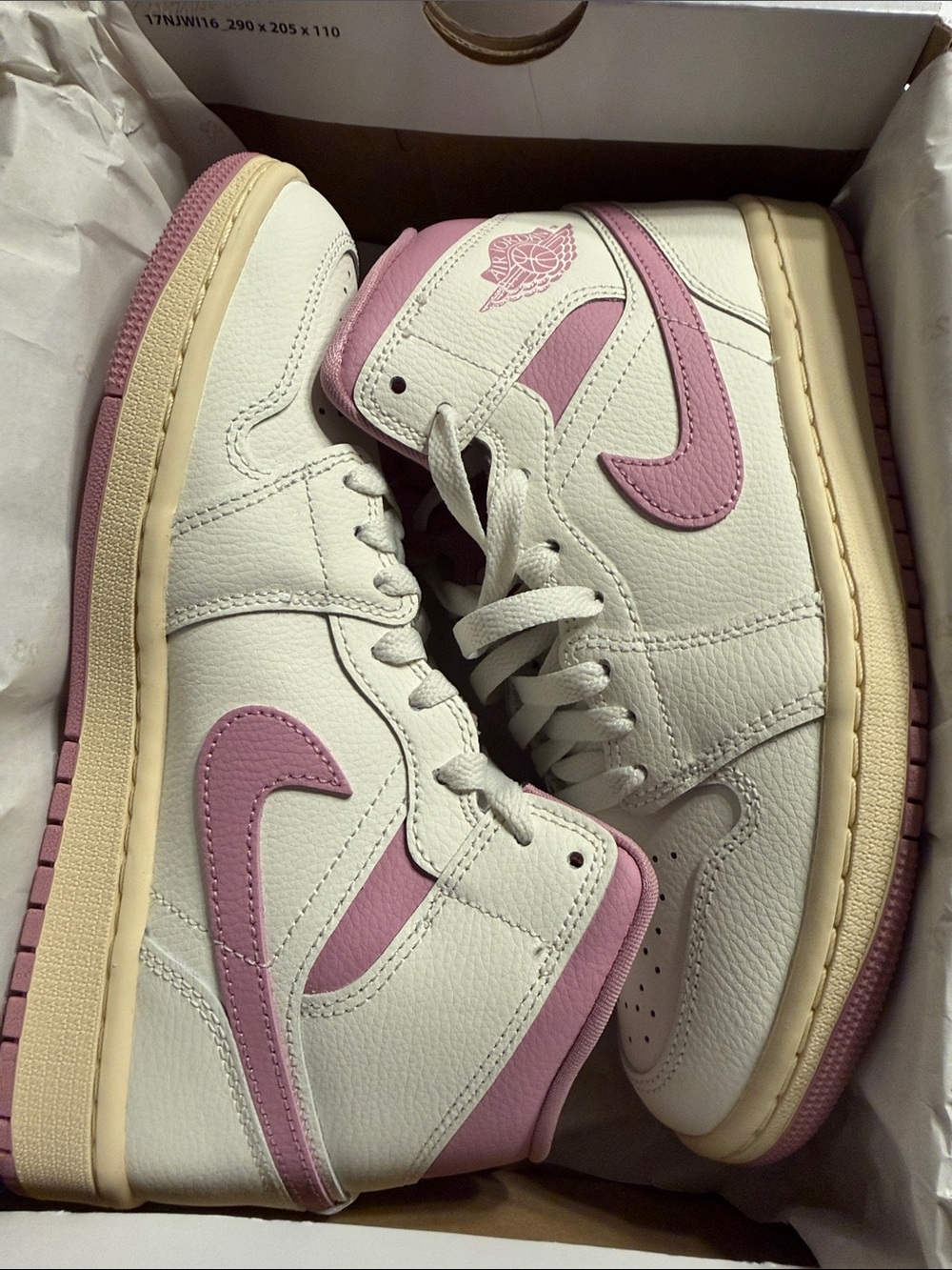 Nike White and Pink High-Top Sneakers